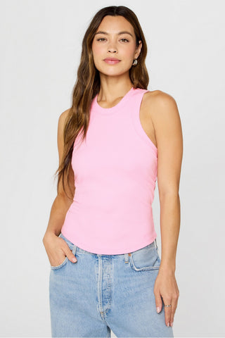 high neck rib built-in bra tank