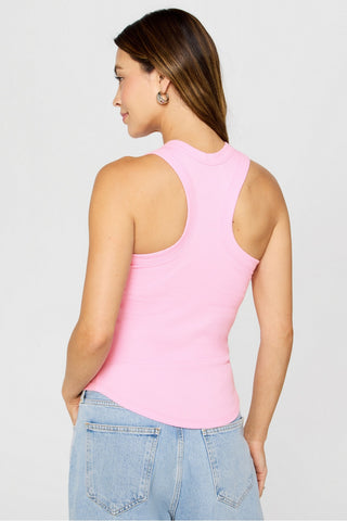 high neck rib built-in bra tank