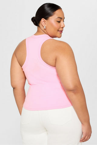 high neck rib built-in bra tank