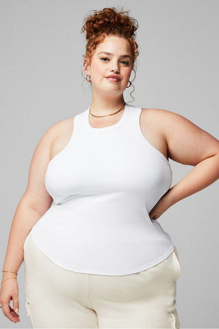 high neck rib built-in bra tank