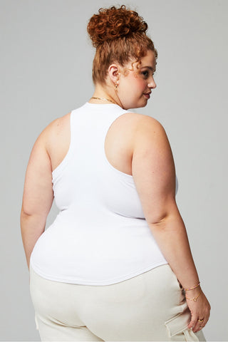 high neck rib built-in bra tank