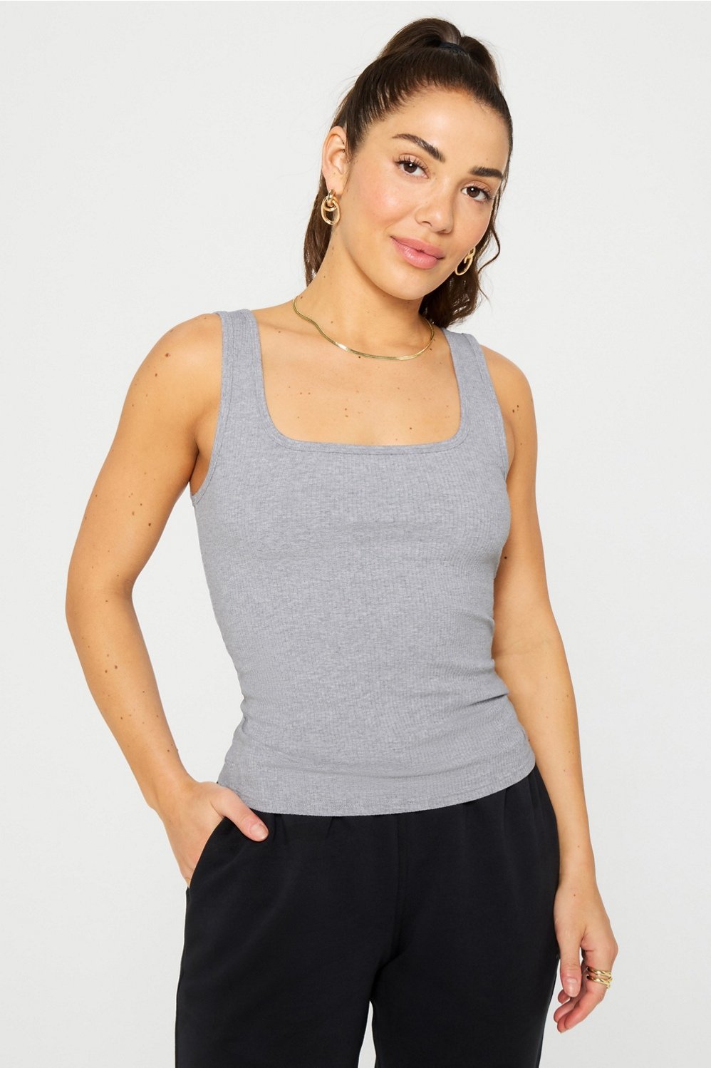 daily rib square neck tank
