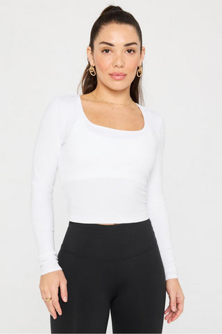daily rib cropped square neck long-sleeve