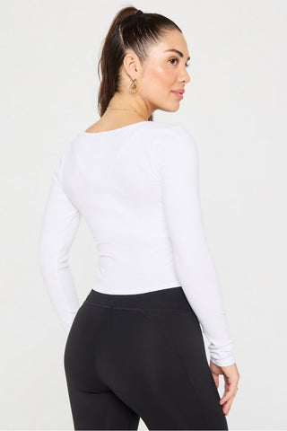 daily rib cropped square neck long-sleeve