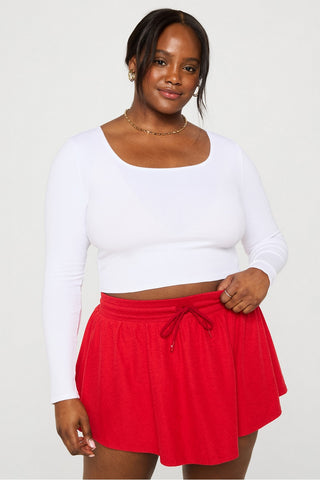 daily rib cropped square neck long-sleeve