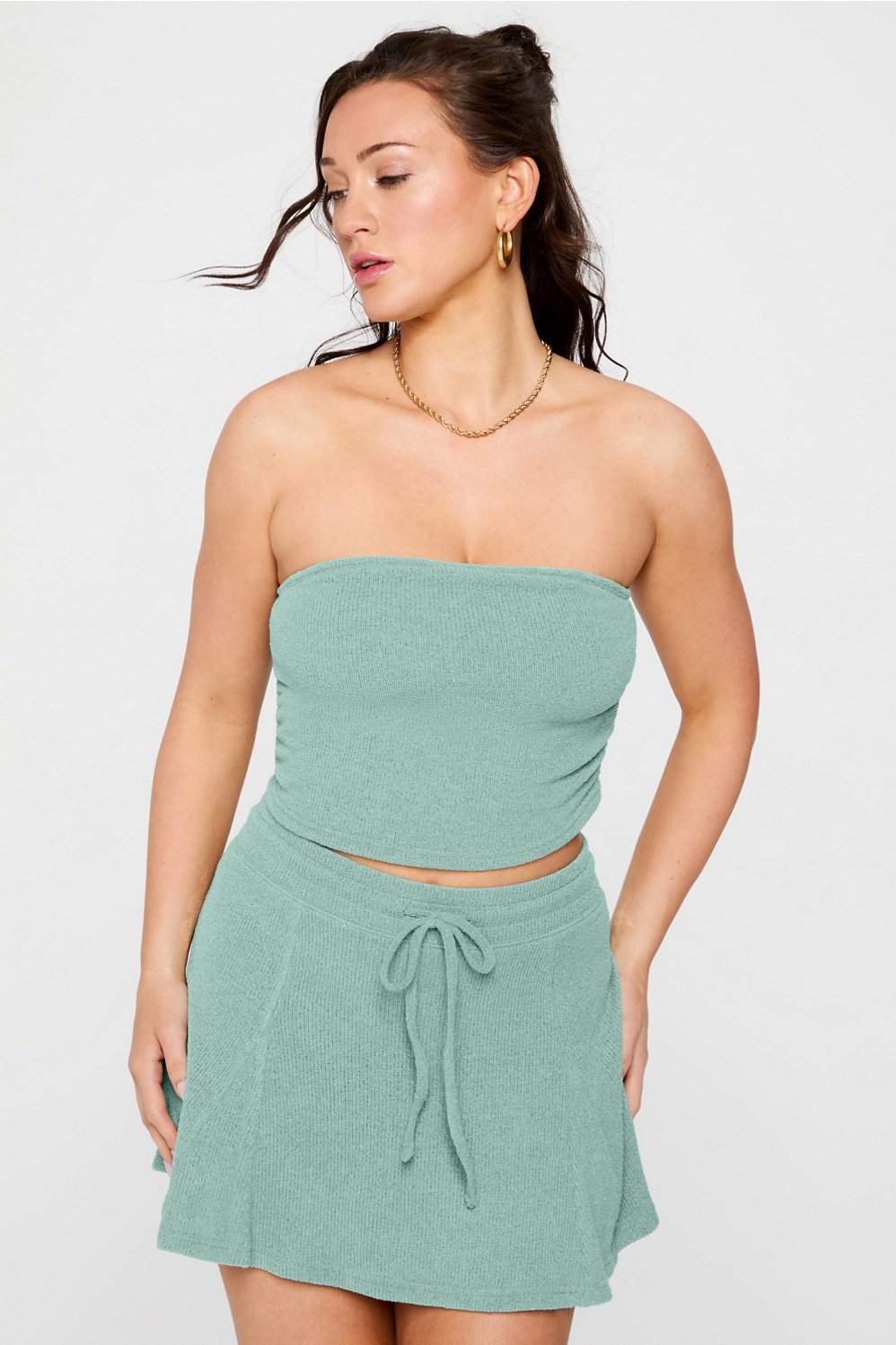 breezy knit ruched tube top