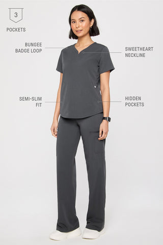 petal 3-pocket scrub top